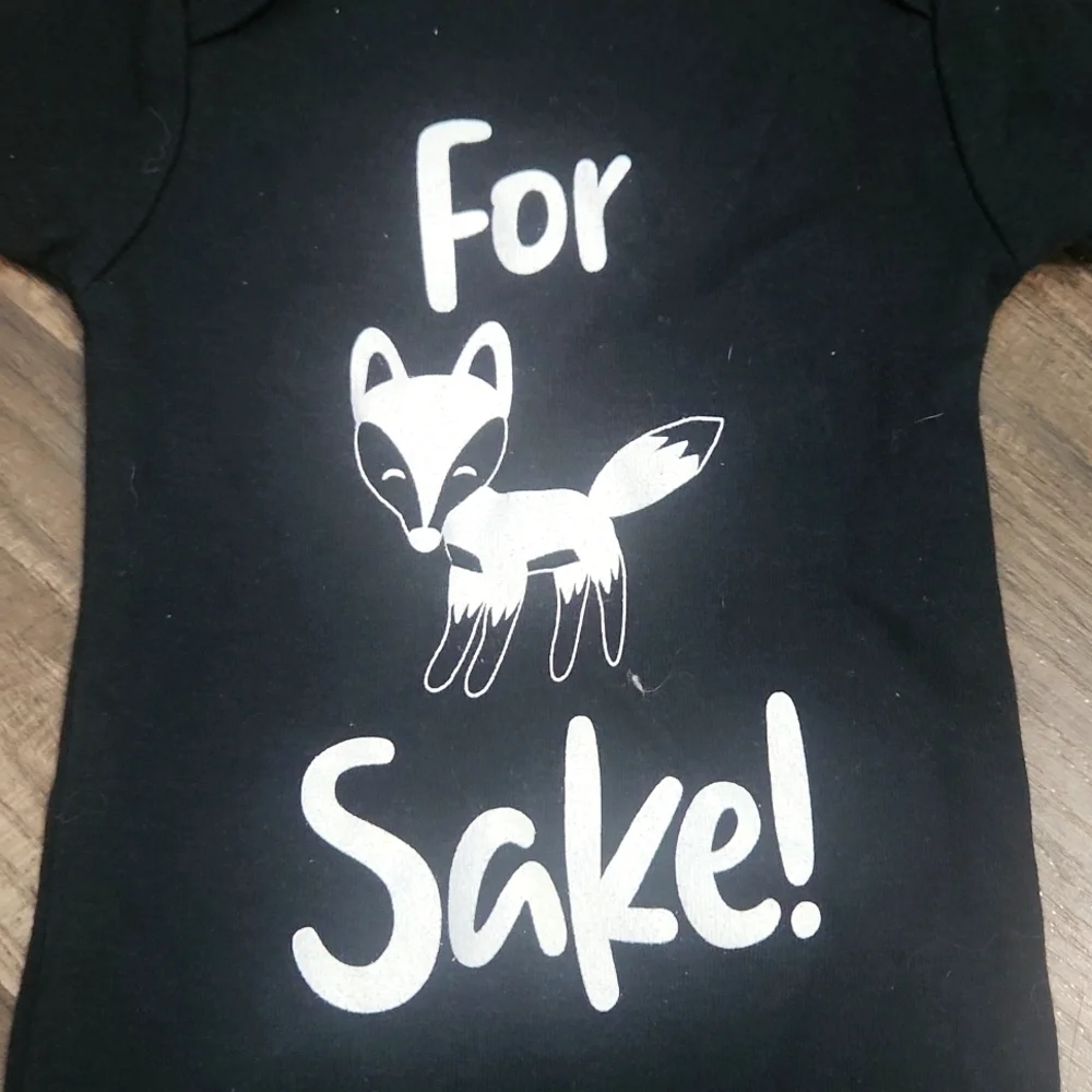 FOR Fox Sake Newborn Onesie Black Perfect Gift 🦊 New